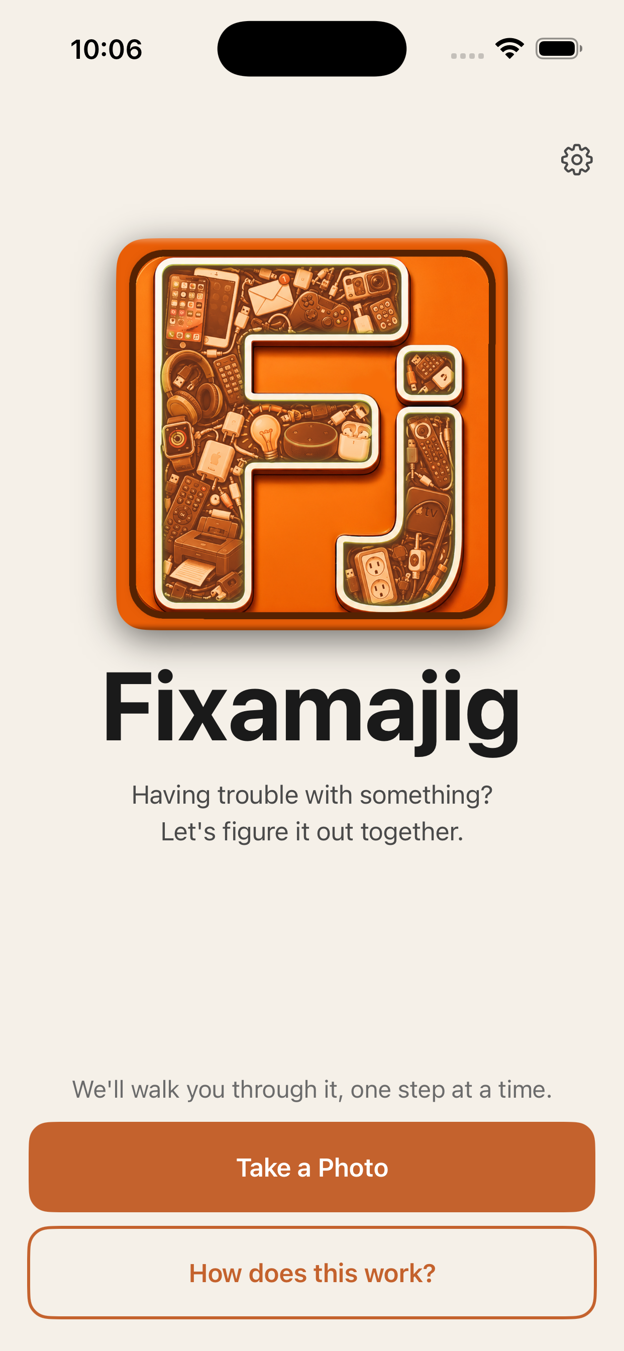 Fixamajig home screen with saved devices